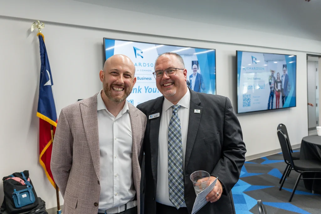 Kayvan Moghaddassi with Tony Moline on his first day as CEO of the Richardson Chamber of Commerce